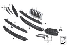 Облицовка M, декор.элементы Пд для BMW F25 X3 28iX N20 (схема запасных частей)