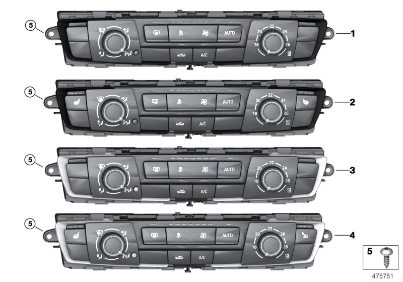 Панель управления кондиционера для BMW F31 335iX N55 (схема запчастей)