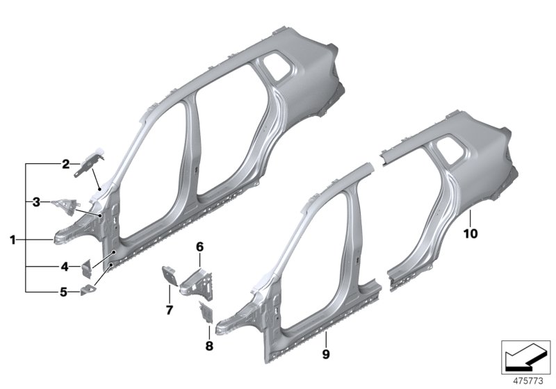 боковой каркас для BMW M13 Zinoro 60H/100H B38X (схема запчастей)