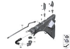 Бачок стеклоомывателя/омывателя фар для BMW F15 X5 35iX N55 (схема запасных частей)