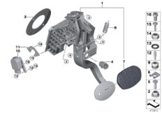 Педальный механизм АКПП для BMW F45 225xe B38X (схема запасных частей)