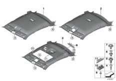 Потолок для BMW F16 X6 M50dX N57X (схема запасных частей)