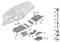 Доп.элементы панели приборов Нж. для BMW G31 520d B47D (схема запасных частей)