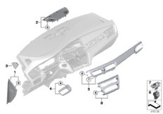 Доп.элементы панели приборов Вх для BMW M13 Zinoro 60H/100H B38X (схема запасных частей)