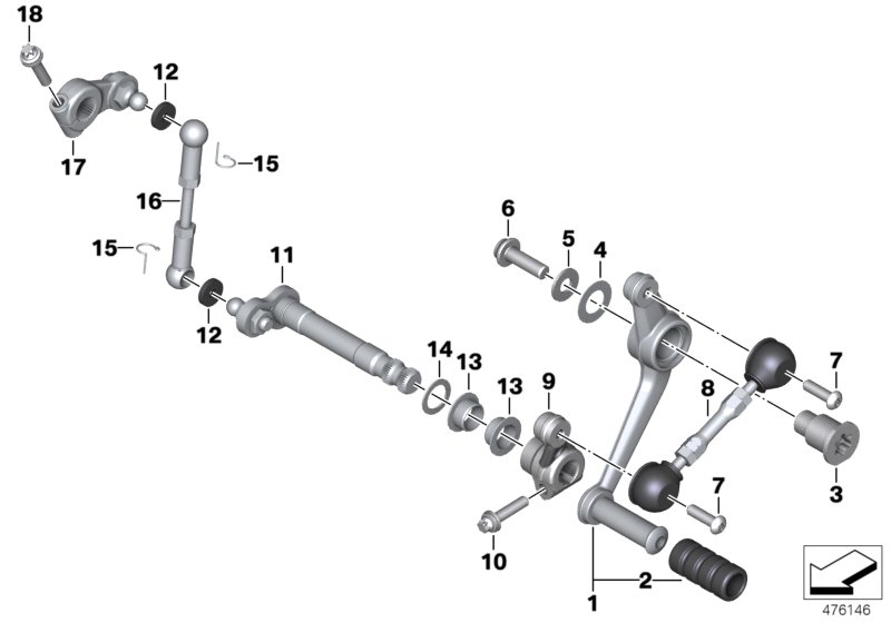 Внешние элементы механизма ПП для BMW K32 R nineT Racer (0J21, 0J23) 0 (схема запчастей)
