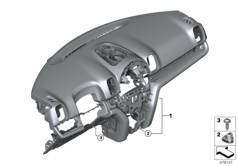 облицовка панели приборов для BMW F60 JCW ALL4 B48E (схема запчастей)