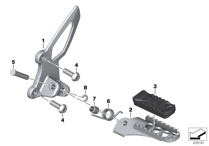 Планка упора для ног/упор для ног Пд для MOTO K23 R nineT Scrambler (0J31, 0J33) 0 (схема запчастей)
