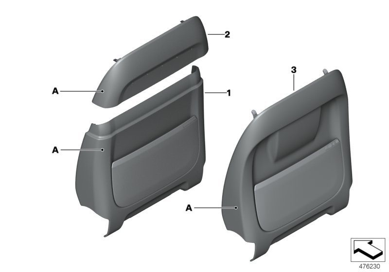 Инд.задняя панель сиденья кожа для BMW F16 X6 M50dX N57X (схема запчастей)