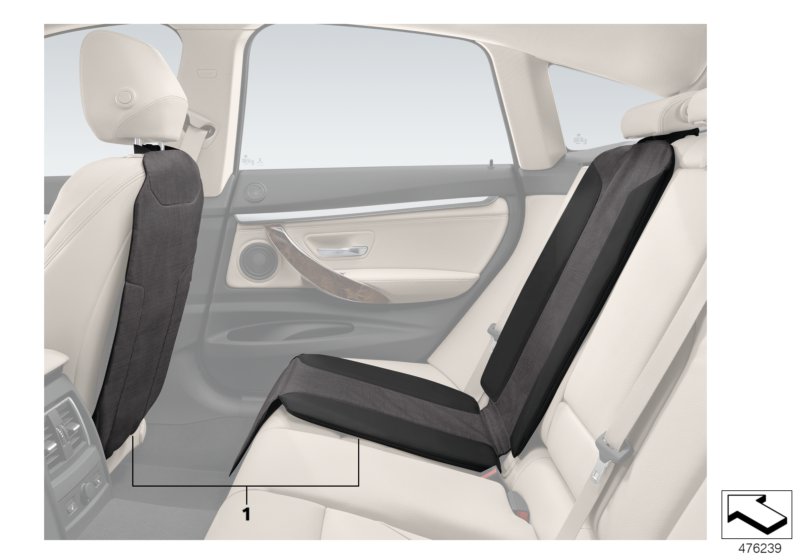 Защита спинки и подкладка детск.сиденья для BMW F11N 528i N20 (схема запчастей)