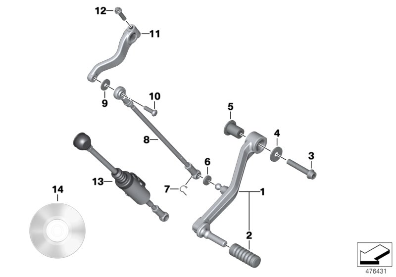 Наружные детали механизма ПП/рычаг ПП для BMW K48 K 1600 GT 17 (0F01, 0F11) 0 (схема запчастей)