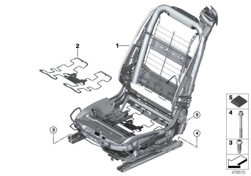 Сиденье Пд каркас спинки для BMW RR5 Wraith N74R (схема запчастей)