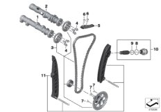 Распредвал, приводная цепь, звездочка для BMW K81 F 850 GS (0B09, 0B19) 0 (схема запасных частей)