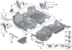 облицовка днища для MINI F54 Cooper S ALL4 B48C (схема запасных частей)