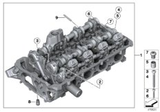 головка блока цилиндров для BMW F01N 750iX N63N (схема запасных частей)