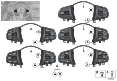 Выключатель на м/ф рулевом колесе Basis для BMW F31N 318d B47 (схема запасных частей)