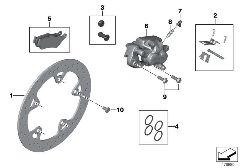 Тормозной механизм заднего колеса для BMW K53 R 1250 R 19 (0J71, 0J73) 0 (схема запчастей)