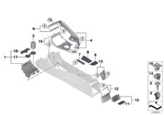 Доп.элементы центральной консоли для BMW F48 X1 20i B42 (схема запасных частей)