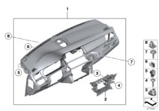 облицовка панели приборов для BMW F07 535iX N55 (схема запасных частей)
