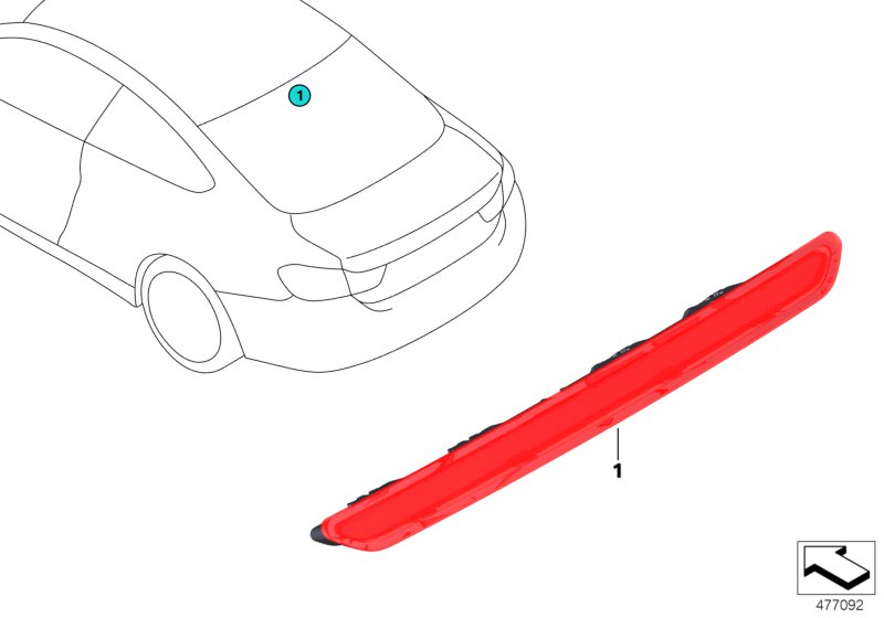 Третий фонарь стоп-сигнала для BMW F33 428iX N20 (схема запчастей)