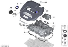 Крышка головки блока цилиндров/доп.эл. для BMW F45N 225xe B38X (схема запасных частей)