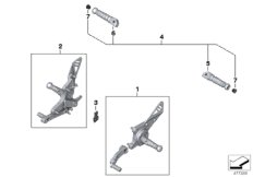 Система упоров для ног HP для BMW K33 R nineT Urban G/S (0J41, 0J43) 0 (схема запасных частей)