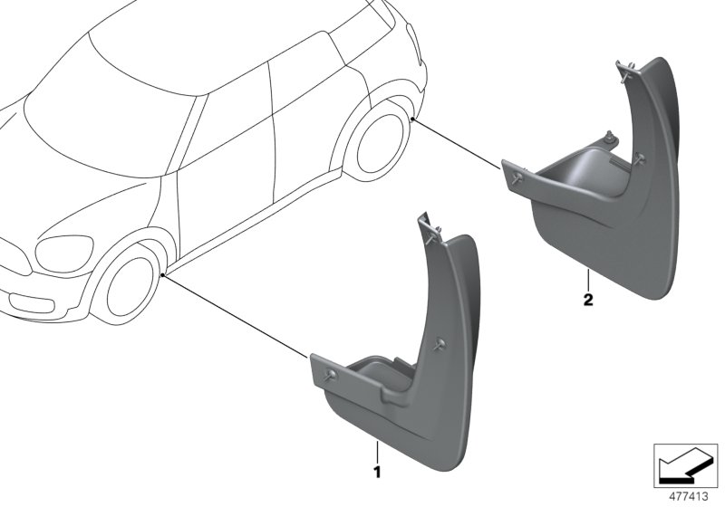 Брызговик для MINI F60 Cooper S ALL4 B46C (схема запчастей)