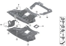 Экран моторного отсека для BMW E83 X3 3.0i M54 (схема запасных частей)