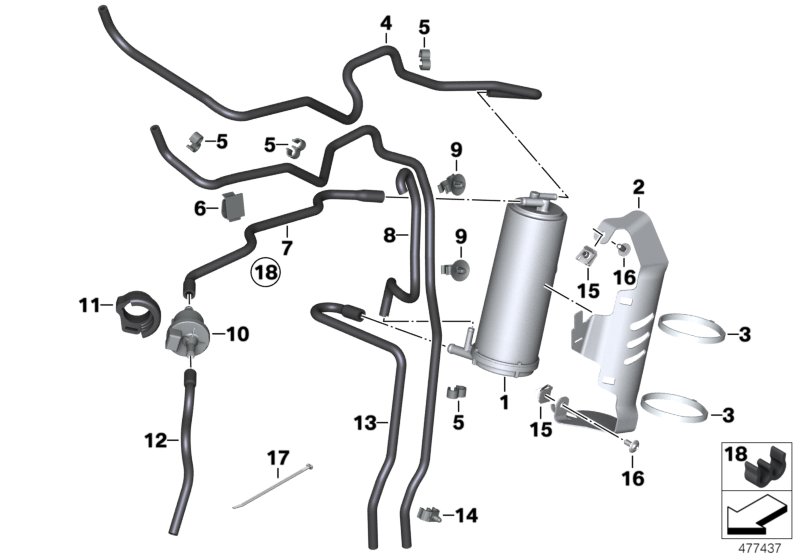 Фильтр с активир.углем/доп.элементы для BMW K32 R nineT Racer (0J21, 0J23) 0 (схема запчастей)