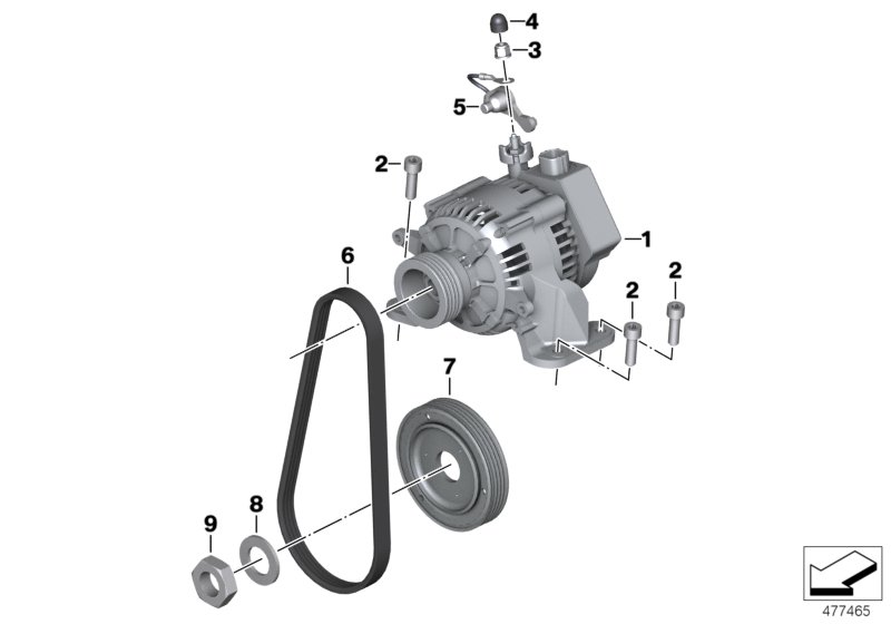 Генератор с приводом и креплением для MOTO K23 R nineT Scrambler (0J31, 0J33) 0 (схема запчастей)