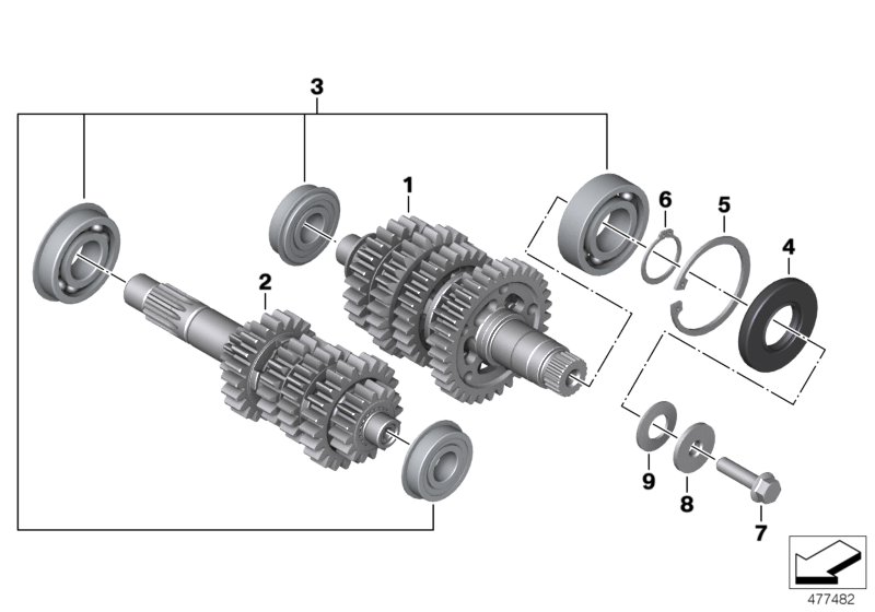 Детали коробки передач для MOTO K02 G 310 GS (0G02, 0G12) 0 (схема запчастей)