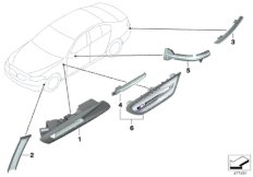 Доп.указ.повор./боковой габ.фонарь для BMW F11 530d N57 (схема запасных частей)