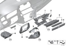 Доп.элементы панели приборов Нж. для BMW F07N 520d N47N (схема запасных частей)