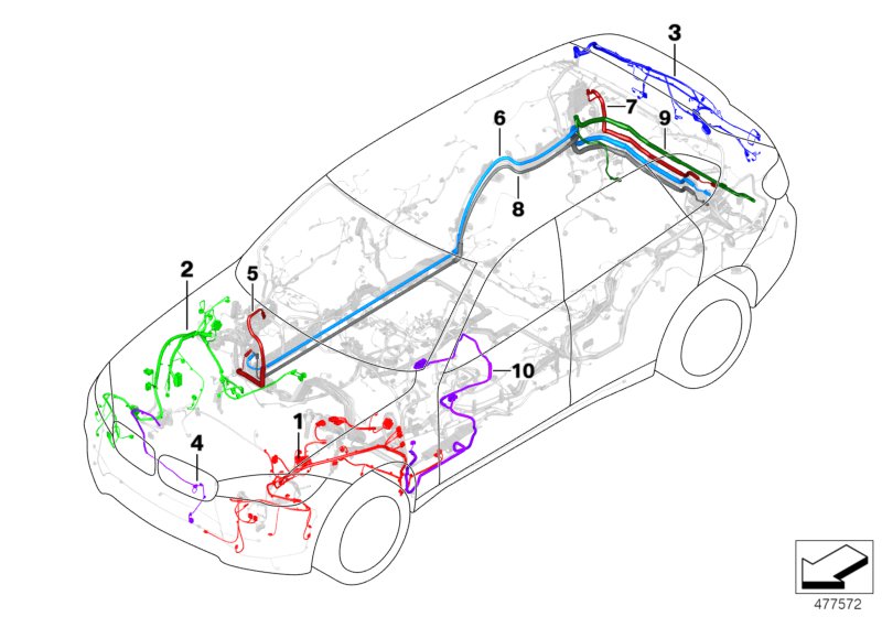 Ремонтный провод основн.жгута проводов для BMW F15 X5 50iX 4.0 N63N (схема запчастей)