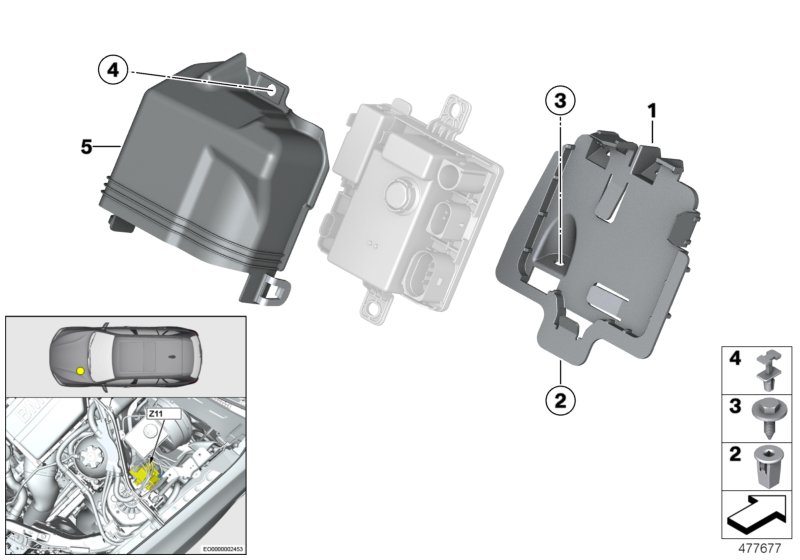 Модуль питания Z11 навесное оборудование для BMW F26 X4 35iX N55 (схема запчастей)