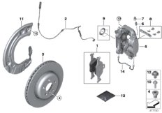 Тормозной механизм переднего колеса для BMW G31 540iX B58C (схема запасных частей)