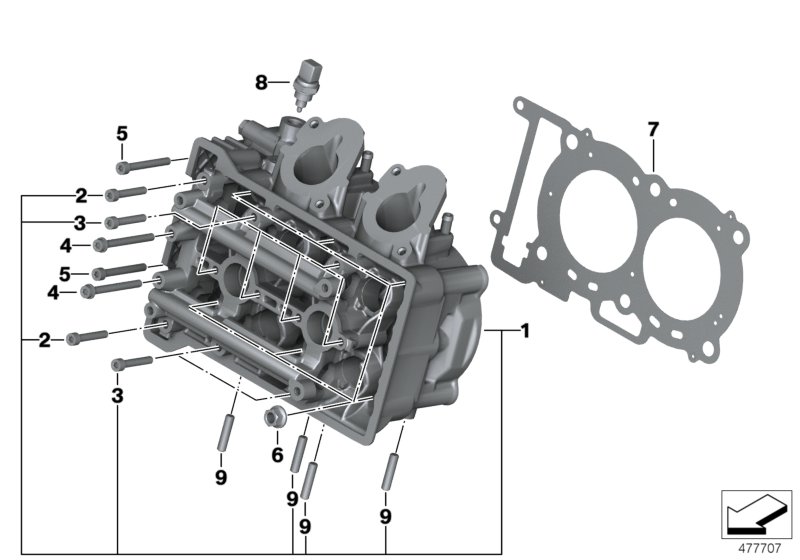 Головка блока цилиндров-доп.элементы для BMW K18 C 650 Sport 16 (0C04, 0C14) 0 (схема запчастей)
