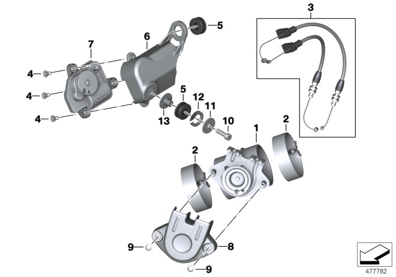 Заслонка глушителя для BMW K22 R nineT Pure (0J11, 0J13) 0 (схема запчастей)