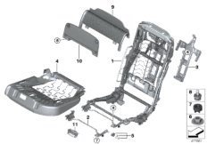 Каркас подушки сиденья пов.комф.Зд для BMW G12 750LdX B57S (схема запасных частей)