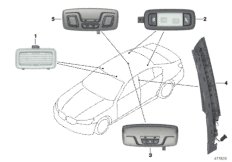 Различн.осветительные приборы салона для BMW G12 750LdX B57S (схема запасных частей)
