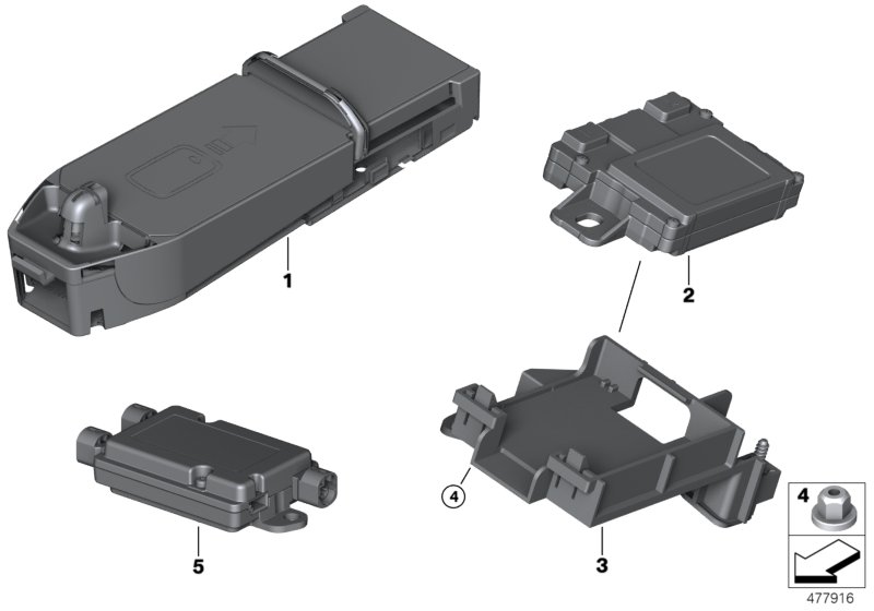 Детали телефония беспроводная зарядка для BMW F30N 340iX B58 (схема запчастей)