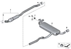 Система выпуска ОГ Зд для BMW F54N Cooper S ALL4 B48C (схема запасных частей)