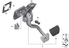 Педальный механизм АКПП для BMW G11N 745e B58X (схема запасных частей)