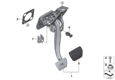 Педальный механизм АКПП для BMW G01 X3 30iX B48D (схема запасных частей)