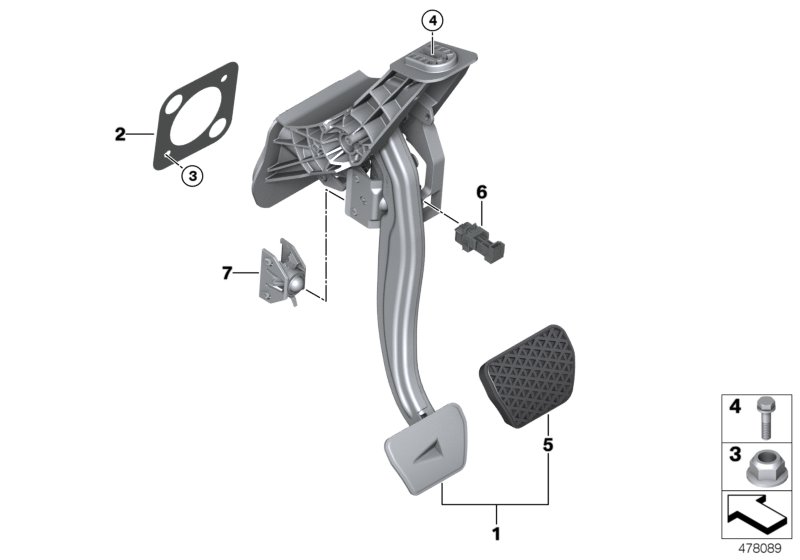 Педальный механизм АКПП для BMW G01 X3 20iX (TR56) B48 (схема запчастей)