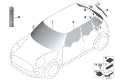 Остекление для MINI F54 Cooper S ALL4 B48C (схема запасных частей)