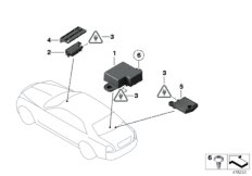Детали телефонной антенны для BMW RR4 Ghost N74R (схема запасных частей)