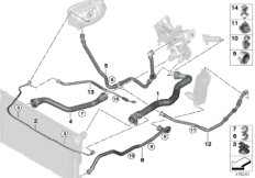 Шланги системы охлаждения для BMW F20N 116d B37 (схема запасных частей)