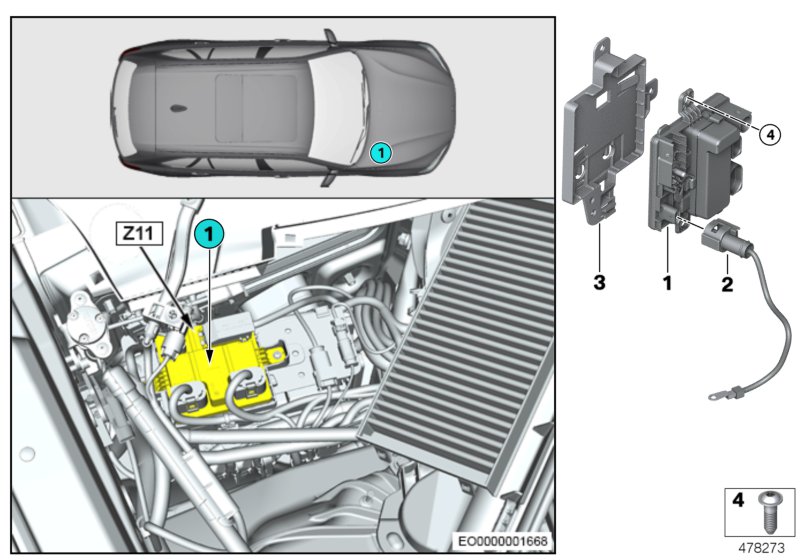 Встроенный модуль питания Z11 для BMW F15 X5 50iX 4.4 N63N (схема запчастей)