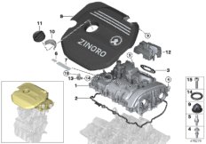 Головка блока цилиндров-доп.элементы для BMW M13 Zinoro 60H/100H B38X (схема запасных частей)