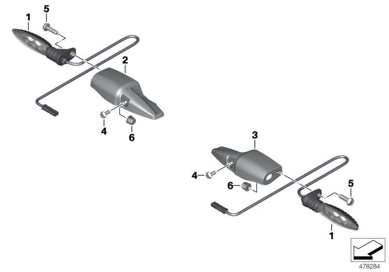 С/д фонари указателей поворота Пд для MOTO K22 R nineT Pure (0J11, 0J13) 0 (схема запчастей)